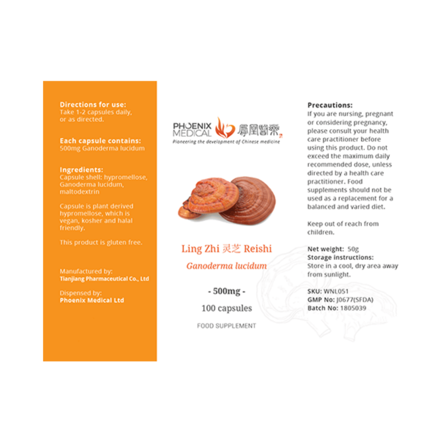 Reishi Mushroom Herbal Supplements | Ling Zhi Capsules | 100 Caps