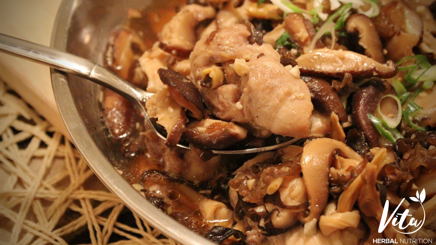 Chicken with Wood Ear Mushrooms and Dried Lily Flowers Recipe